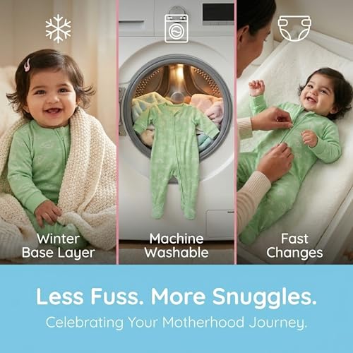 Image of The Mom Store Baby Zipper Romper For Boys And Girls | Cotton | Soft And Comfortable Infant Bodysuit | Trendy Stylish Sleepsuit Nightsuit For Newborn Baby | Printed | Unisex Sleep Wear