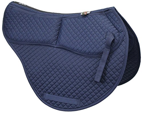 ECP Equine Comfort Products All-Purpose Contoured Correction Saddle Pad with Adjustable Memory Foam Inserts for Custom Support, Non-Slip, Shock Absorbing, 22” Spine, 19.5” Drop, Navy Blue