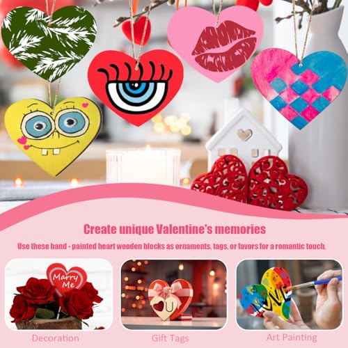 Décorations de Saint-Valentin en cœurs en bois à peindre soi-même
