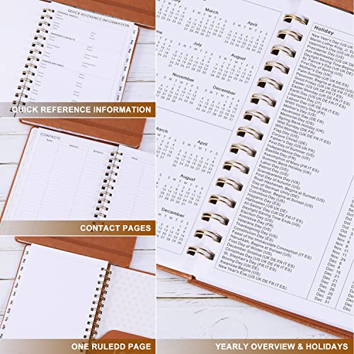 Planner 2023-2024 - Weekly & Monthly 2023-2024 Planner With Twin-Wire Binding, July 2023 - June 2024, 6.3" X 8.4", Hardcover With Monthly Tabs, Back Pocket, Thick Paper - Brown #TOP4