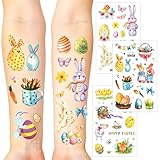 Ostergeschenke Kinder, 10 Blätter Oster Tattoo, Temporäre Oster Tattoos, Ostereier Tattoos, Kleine Ostergeschenke für Kinder, Mitgebsel Ostern Geschenke, Osterkorb Füller, Tattoo für Osterdekoration