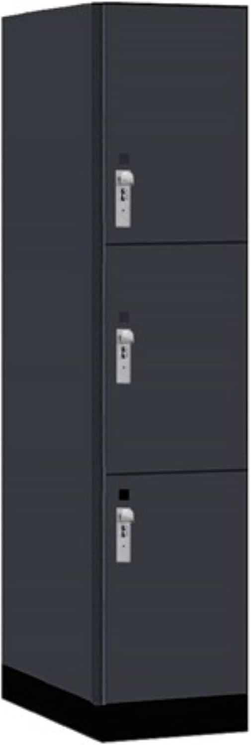 Salsbury 18" Wide Premier Wood Locker-Triple Tier-1 Wide-6 Feet High-24 Deep-Carbon Mesh-Silver Hasps
