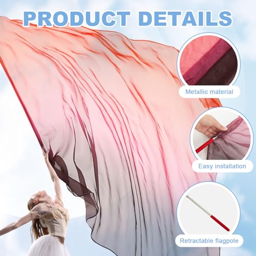 Image of Jecery 2 Set Praise Dance Flags, Orange-red-purple, 55'' X 78 inch