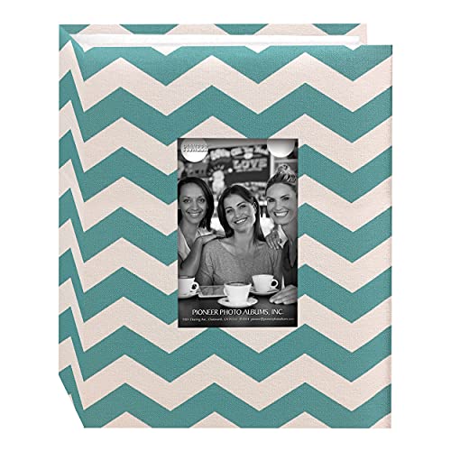 Pioneer Photo Albums CHEV-100 Chevron Fabric Frame Photo Album with 100 Pockets Hold, 4 x 6, Aqua/White