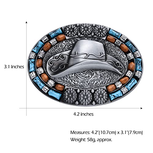 Cowboy Belt Buckle For Men Boys Cowboy, Western Cowboy Hat Cap Belt Buckles For Cowboy Rodeo Kids/Husband/Son/Men, Silver #TOP1