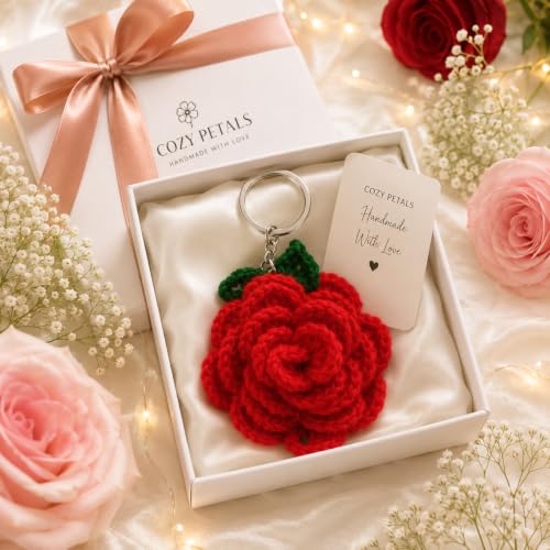 Image of Handmade Crochet Keychain Flower Design