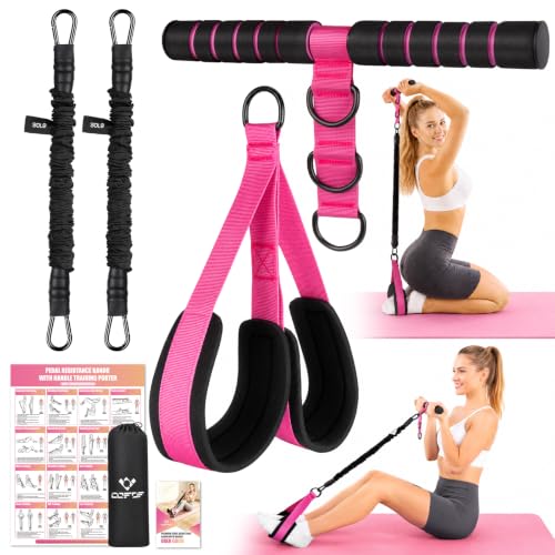 Image of Adjustable Pedal Resistance Band with Handle, Poster, Carry Bag and 2 Tube
