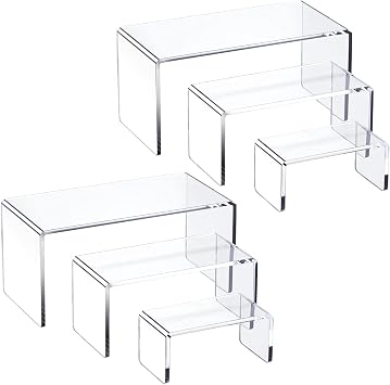 HIIMIEI Acrylic Risers for Display Clear 3-Tier