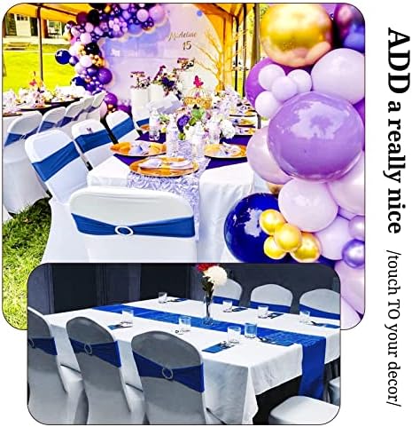 Pesonlook 60Pcs Spandex Stretch Chair Covers Sashes Bows with Buckle Slider Wedding Blue Chair Sashes Spandex Chair Cover Bands for Folding Chairs Banquet Decoration (Royal Blue)
