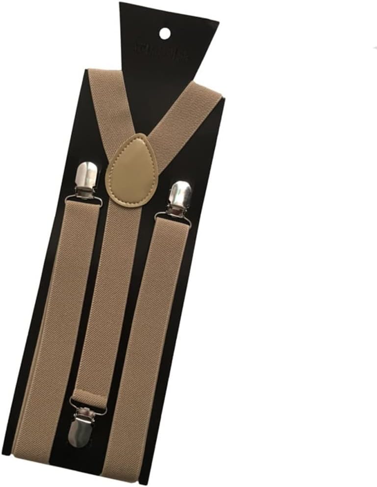 4 Clips Colored Men's Suspenders for Men Women's Pants With Adjustable Black