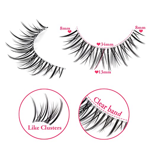 Manga Lashes Natural Look Japanese Anime Lashes Korean Asian Wispy Spiky Lashes With Clear Band Short Fake Eyelash 10 Pairs Pack By Outopen #TOP2