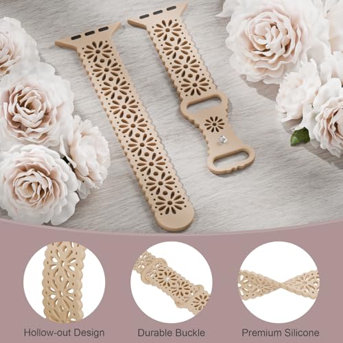 Image of Slim Lace Hollow-out Floral Silicone Bands Compatible with Apple Watch Band