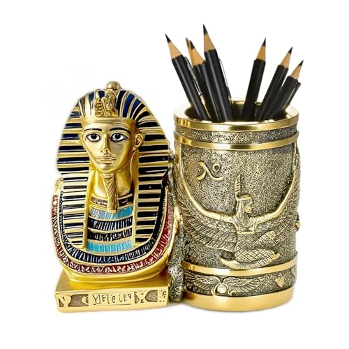 Daisylily Ancient Egyptian Pencil Holder, King Pharaoh Pen Cup, Pen Holder for Desk Office Pen...