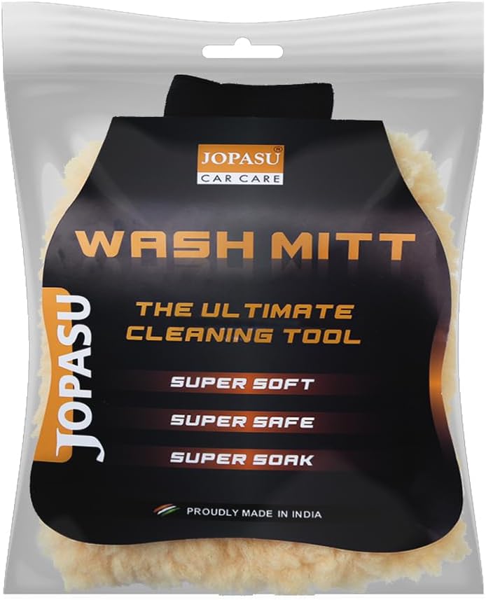 JOPASU Microfiber Wash Mitt for Car Cleaning – Super Soft, Scratch-Free, Super Absorbent, Lint-Free, Reusable Glove for Auto Detailing & Home Use