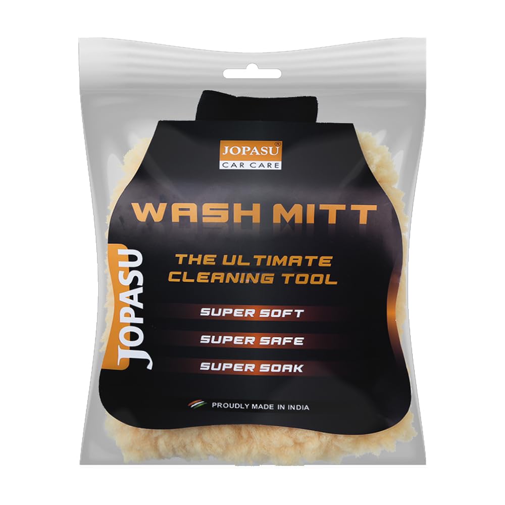 JOPASU Microfiber Wash Mitt for Car Cleaning – Super Soft, Scratch-Free, Super Absorbent, Lint-Free, Reusable Glove for Auto Detailing & Home Use