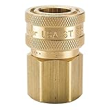 Parker Hannifin BST-2 Series ST Brass High Flow Quick Coupler with Female Pipe Thread, Straight-Through Interface, Non-Valve, Manual Sleeve, 1/4