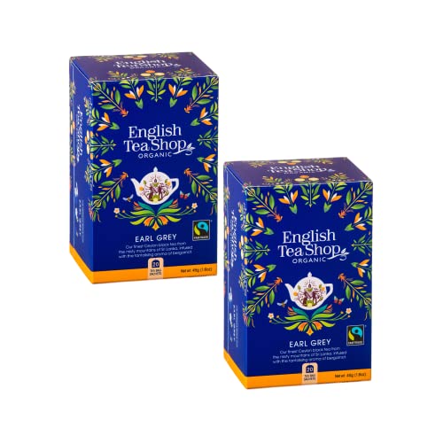 English Tea Shop® | Té Nero BIO & Bergamotto Equosolidale | Earl Grey Aromi Naturali Bergamotto - 2 x 20 Filtri (80 Gr)