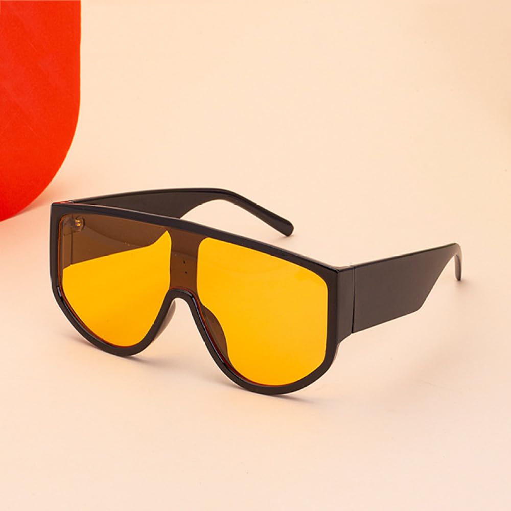 Gafas de Sol Planas de Gran tamaño para Mujer, Lentes de Sol cuadradas de una Pieza a la para Hombre, Tonos Amarillos y Verdes