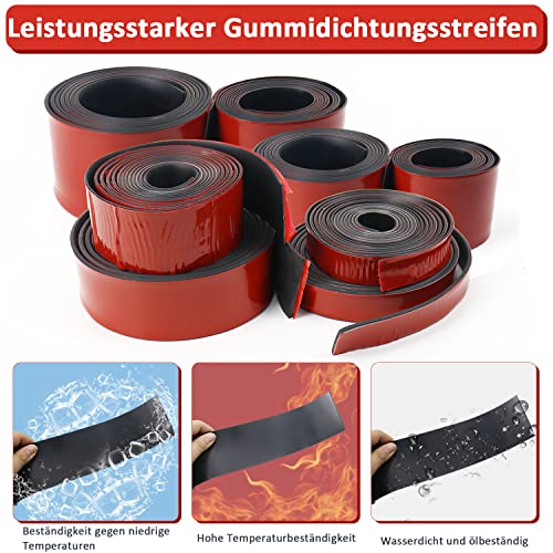 Neopren Gummistreifen Selbstklebend Neopren Gummiplatte Gummimatte für DIY-Dichtungen, Pads, Bodenbeläge, Schutz, Puffern, Anti-Vibration, Anti-Rutsch (80mm(B) x3mm(D) x6m(L))
