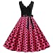 Produktbild KIMODO Frauen Vintage Kleid, 50er Jahre 60er Jahre Retro White Polka Dot ärmelloses Halfter Bodycon Abendgesellschaft Prom Swing Dress (Hot Pink, M)