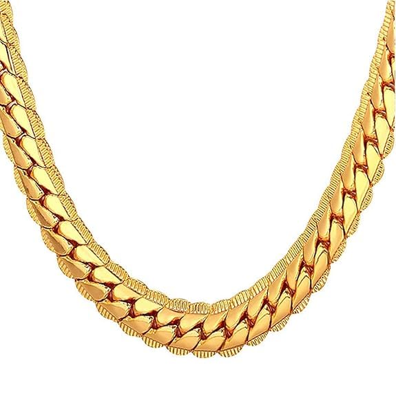 Men's Omega Link Chain for Man Stylish Gold Necklace for men Waterproof Hypoallergenic Stainless Steel Anti Tarnish Waterproof Rust Resistant, Jewellery for mens Gifts for Boys -66-image-46