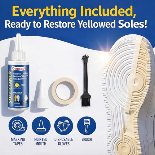 comeast Sneaker Sole Oxidation Remover & Restoration Solution, Icy Sole & Rubber Sole Revive, Sole Revive Sauce for Yellowed Soles, Sunlight Activated Shoe Sole Whitener, 2.8 fl oz