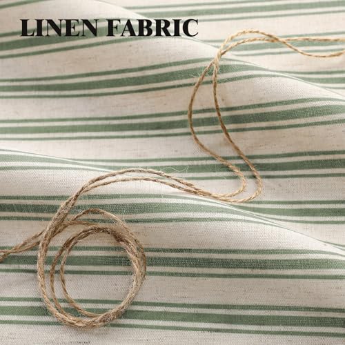 XOGUIBO Farmhouse Shower Curtain with Ruffle Hem Linen Shower Curtains for Bathroom Country Vintage Rustic Natural Fabric, Cream-Green Stripe 72" W x 72" L by XOGUIBO - Image 3