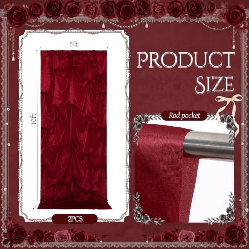 Tingjoo 2 Panels 10x10ft Bow Wedding Backdrop Drapes, Burgundy by Tingjoo - Used condition - Image 2