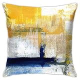 NBFKDO Blue and Yellow Abstract Art Pillow Cover, Modern Gray Home Decorative Throw Pillows Covers Cushion Cover for Bedroom Sofa Living Room 18x18 in