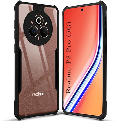 Image of Jkobi Back Cover Case for Realme P3 Pro (Shockproof with Polycarbonate Clear Panel | Professional Black)