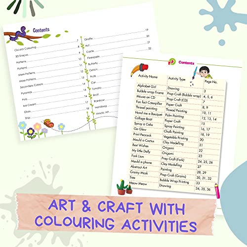 Image of Woodsnipe Coloring book + Art Craft Books for Preschool & Kindergarten Ages 2 to 3 Years | Learn Coloring patterns, Shapes, Paper Art with Daily Objects