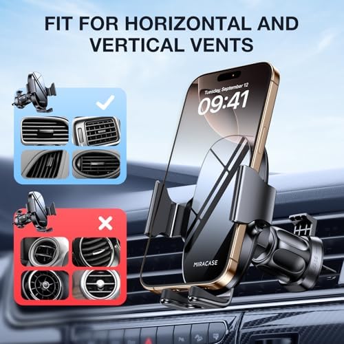 Miracase Phone Holder for Car Vent【2026 Wider Clamp & Metal Hook】 Car Phone Holder Mount for Vent Clip Hand Free Cell Phone Car Mount for iPhone 17 Pro Max 16 15 14 13 12 Samsung S25 Car Accesorries - 4