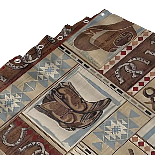 Jerkboo Western Shower Curtain Farmhouse Cow Horse Cowboy Hat Boots Bathroom Shower Curtains Country Shower Curtain Polyester Fabric Waterproof 12 Pack Plastic Hooks 60X72Inch #TOP4