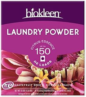 Biokleen Laundry Detergent Powder, Concentrated, Eco-Friendly, Non-Toxic, Plant-Based, No Artificial Fragrance or Preservatives, Citrus Essence, 10 Pounds - 150 HE Loads/100 Standard Loads (Pack of 4)