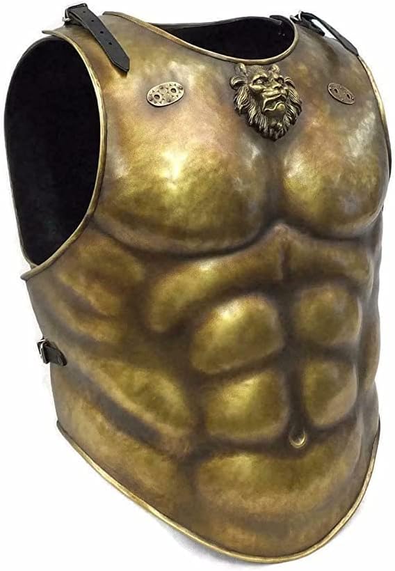 Medieval Brass Antique Jacket Roman Muscle Breast Plate Armor Jacket Brown Halloween Costume