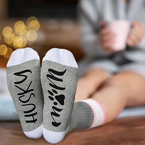 Image of Ziyouza Husky Mom Socks, Gift for Dog Pet Owner, Dog Mother, Dog Mama, Dog Lovers, Puppy Lovers, Novelty Gift for Thanksgiving Christmas Birthday Mother's Day, 1 Pair-39