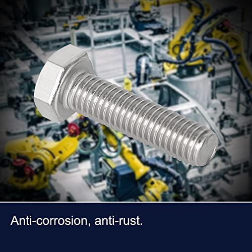 Image of M4 x 35mm Hex Head Bolts Screws Grade 5.8 Stainless Steel, Fasteners Fully Machine Threaded SUS304 10 Pcs