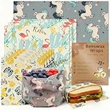 TRIUFO Beeswax Wrap Alimentaire 9 Pièces, Film Alimentaire Cire d Abeille, 100% Cire d'abeille Naturelle et Coton Bio, Papier Film Alimentaire Reutilisable