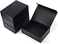 Vista 13 de Paquete de 4 Cajas de Regalo de 12x6x4 Pulgadas con Tapas de Cierre Magnético, Caja Negra Magnética para Boda, Propuesta de Padrinos y Damas