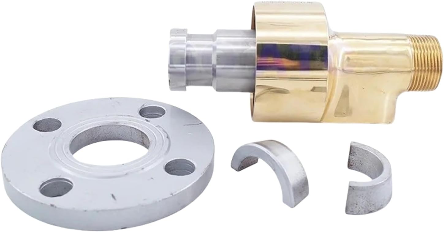 HS-GF25-10 1" - 3/8" Two-Way Left/Right-Hand Thread Rotary Joint Cooling Water Systems Rotating Connector Flange Brass Swivel Fitting(Right Thread,Cold Water (50C))