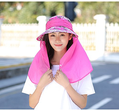 Womens Summer Sunhat Wide Brim Roll Up Sun Visor Hat With Neck Shield Cover Outdoor Cycling Uv Sun Protection Block Hat Rose #TOP1