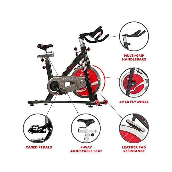 Sunny-Health-Fitness-Indoor-Cycling-Exercise-Bike-with-Heavy-49-LB-Chrome-Flywheel-SF-B1002C Sunny Health & Fitness Indoor Cycling Exercise Bike with Heavy-Duty 49 LB Chrome Flywheel, Stationary Bike with Customizable Comfort with 275 LBS. Max Weight - SF-B1002