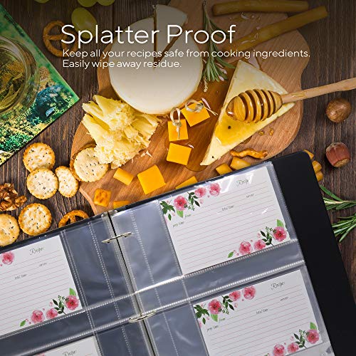 Toucan Craft Supplies Recipe Card Protectors, Refill Sheets For 3 Ring Binders, Recipe Book Pocket Page Sheet Protectors, Holds 4 X 6-Inch Pockets, 4 Cards Per Sheet, Clear 50 Pack #TOP3