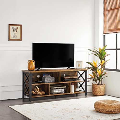 Yaheetech TV Stand for TV up to 65 Inch, Industrial TV Stand for Living Room, Console Table with Shelves & Storage Cabinets, 140 x 40 x 61.5 cm, Rustic Brown