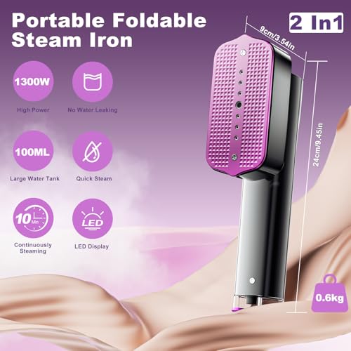 TOPPLEE Plancha Vertical Vapor, 2 en 1 Vaporizador de Mano para Ropa y Plancha para Ropa, Plancha Vertical Portátil de 1300W, 10 Minutos de Vapor Continuo, Vaporizador de Ropa para Viajes y Hogar - imagen 2