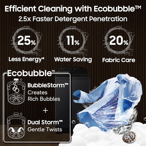 Image of Samsung 8 Kg, 5 Star, Hygiene Steam, Ecobubble, Quick Wash, Soft Closing Door, Digital Inverter, Fully-Automatic Top Load Washing Machine (WA40F08H2CTL, In-Built Heater, Stainwash, Deep Charcoal)