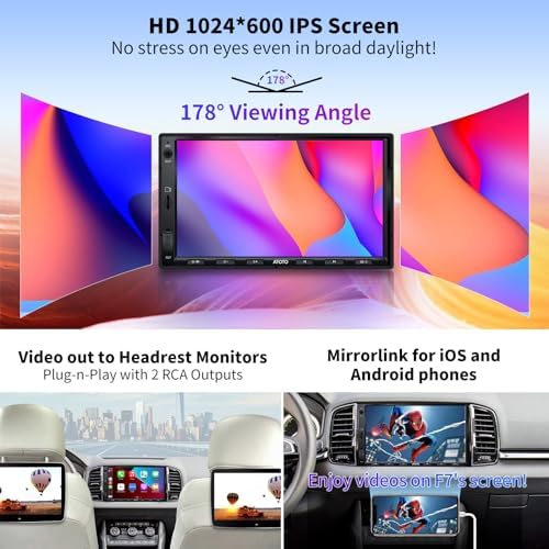 ATOTO F7 WE 7-calowe Double DIN Odbiorniki mediów cyfrowych, Wireless CarPlay & Wireless Android Auto, radio samochodowe z Bluetooth, Mirror Link, HD LRV,Szybkie ładowanie, FM/AM, GPS Navi,F7G2A7WE