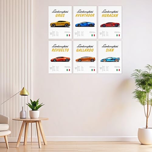 Image of Wonder HubWall Art Posters, 20x30 cm (A4), Self-Adhesive, F-1 Racing Design for Bedroom, Living Room, Office (Lambo)