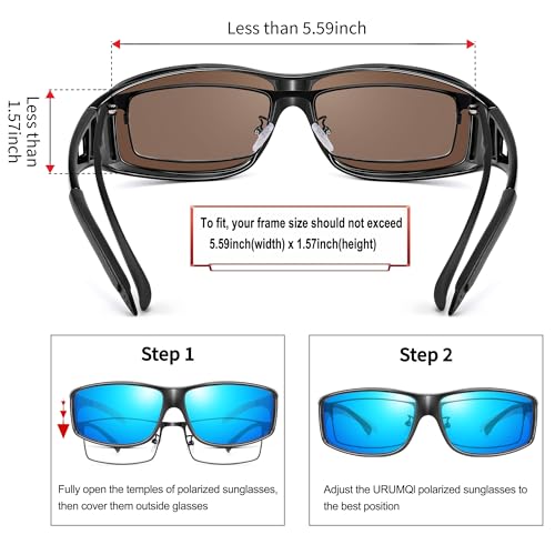 Image of URUMQI Polarized Sunglasses Fit Over Glasses for Men Women, Wraparound Sun Glasses UV400 Protection for Driving Fishing