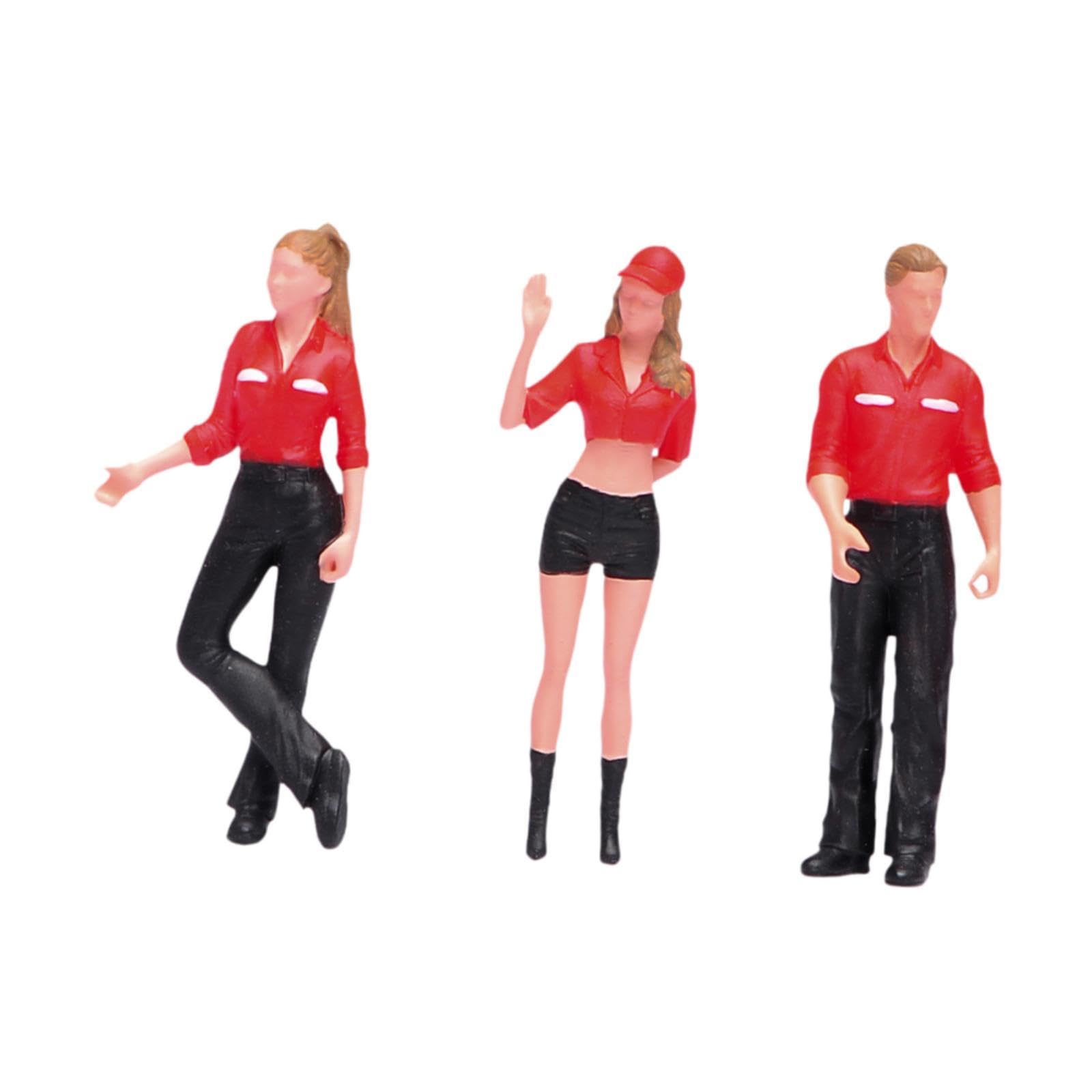 3 Pezzi Miniatura Figura Persone Benzinaio Diorama Personaggi Paesaggio Ferroviario in Resina Fatto a Mano per Collezionisti Adatto a Esposizi, Rosso
